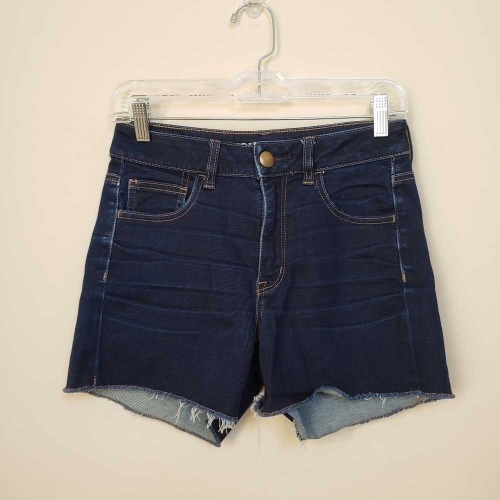 AMERICAN EAGLE High Rise Shortie Dark Wash Bermudas